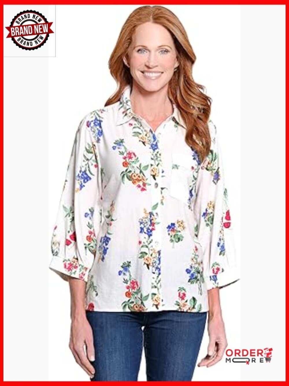 Woven Button Front Tunic Point Collar Chest Pocket Relaxed Fit